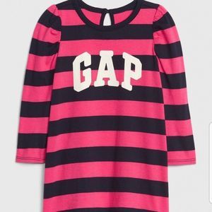 Gap Pink and Navy Striped Logo Dress